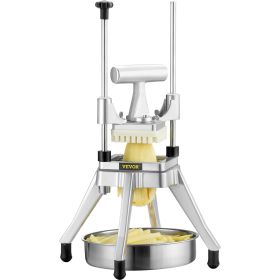 Commercial Vegetable Fruit Chopper, Stainless Steel French Fry Cutter with 4 Blades 1/4" 3/8" 1/2", 6-wedge Slicer, Chopper Dicer with Tray