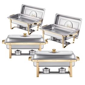 Chafing Dish Buffet Set, 8 Qt 4 Pack, Stainless Steel Chafer with 4 Full Size Pans