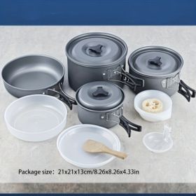 RV Outdoor Camping Pot Set 1-3 People Folding Picnic BBQ Pot Set (Option: Silver1)